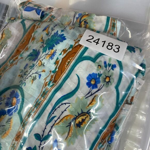 Jane & Delancey Top Women M Medium White Striped Button Up Short Sleeve Rayon - Picture 9 of 9